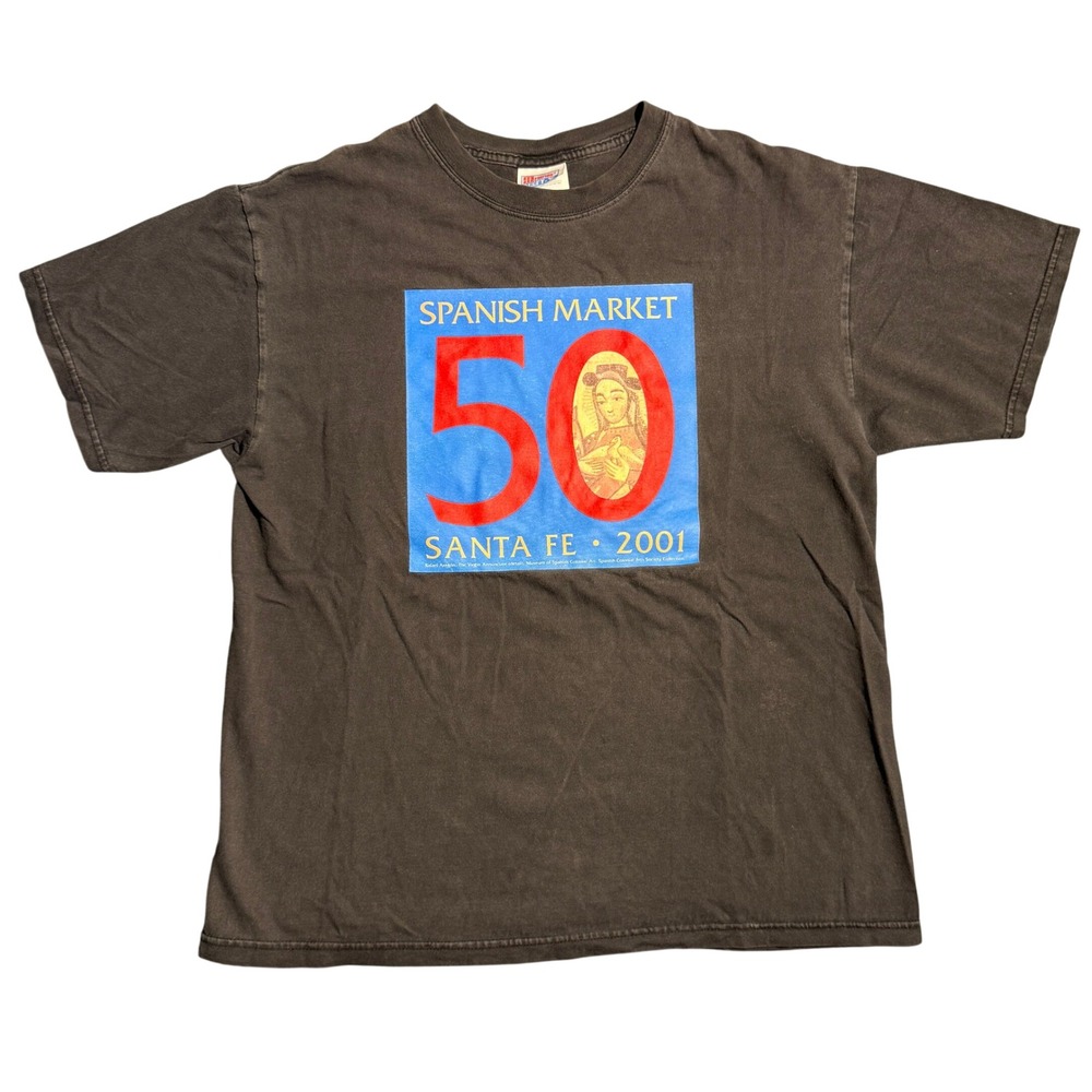 Vintage 2001 Santa Fe Spanish Market 50th Anniversary‎ Hanes Beefy-T Shirt L